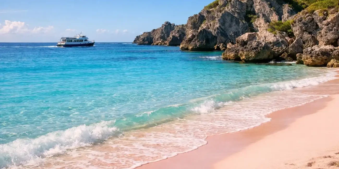 Travel in Bermuda showing pink sand beach turquoise water and relaxed island lifestyle