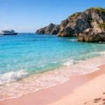 Travel in Bermuda showing pink sand beach turquoise water and relaxed island lifestyle