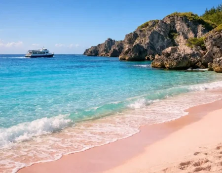 Travel in Bermuda showing pink sand beach turquoise water and relaxed island lifestyle