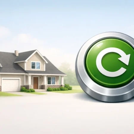 A simple drawing of a house with a reset button and a calendar showing 2026.