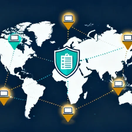 World map showing a business continuity plan for remote teams across multiple time zones