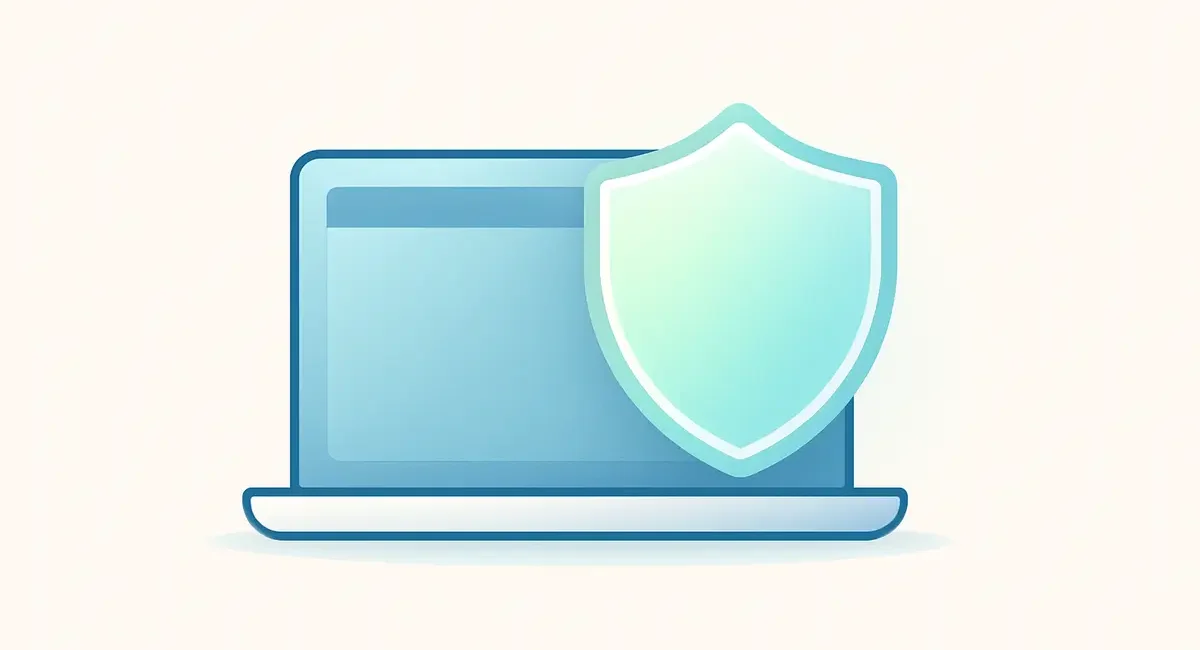 A graphic showing a shield protecting a smartphone and laptop, symbolizing online privacy tools for 2025.