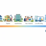 A pyramid chart showing three ways to earn real estate income: Active Direct Ownership, Middle Syndications, and Passive REITs.