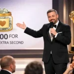Host Nate Bargatze on stage at the 2026 Emmy Awards, highlighting the night's divide between winners and fan favorites.