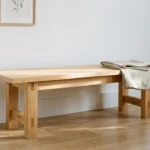 Handmade wooden bench without screws built using mortise and tenon joinery