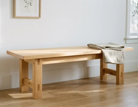 DIY wooden bench built with mortise and tenon joints and no metal hardware