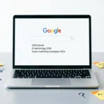 Illustration showing keyword research for free process with Google autocomplete and manual research methods