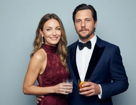 Ben Robson and his girlfriend Leila George at the Vanity Fair Oscar Party 2026