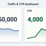 Side-by-side comparison of click-through rate vs traffic showing why high CTR drives more conversions than high raw traffic volume.