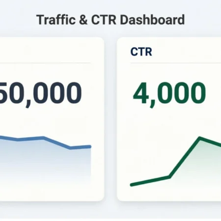 Side-by-side comparison of click-through rate vs traffic showing why high CTR drives more conversions than high raw traffic volume.