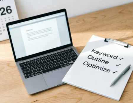 First SEO blog post checklist with ranking steps for 2026
