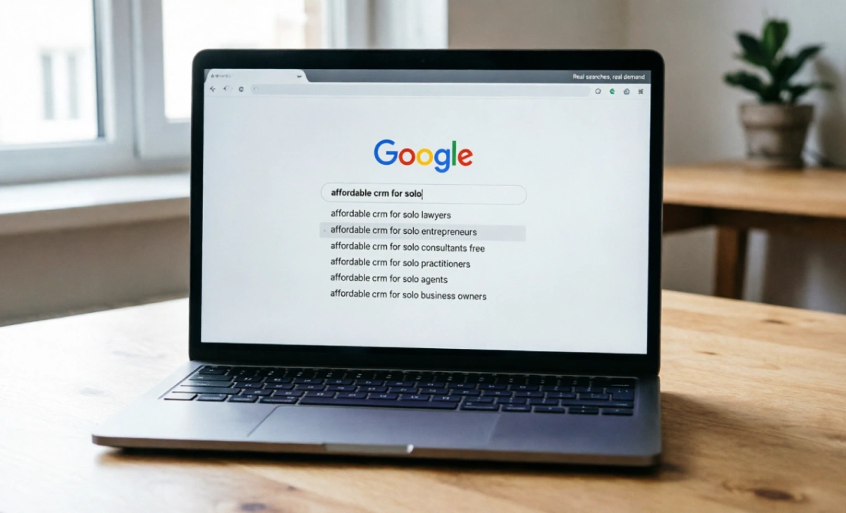 Google Autocomplete predictions uncovering low competition long‑tail keywords based on live user searches