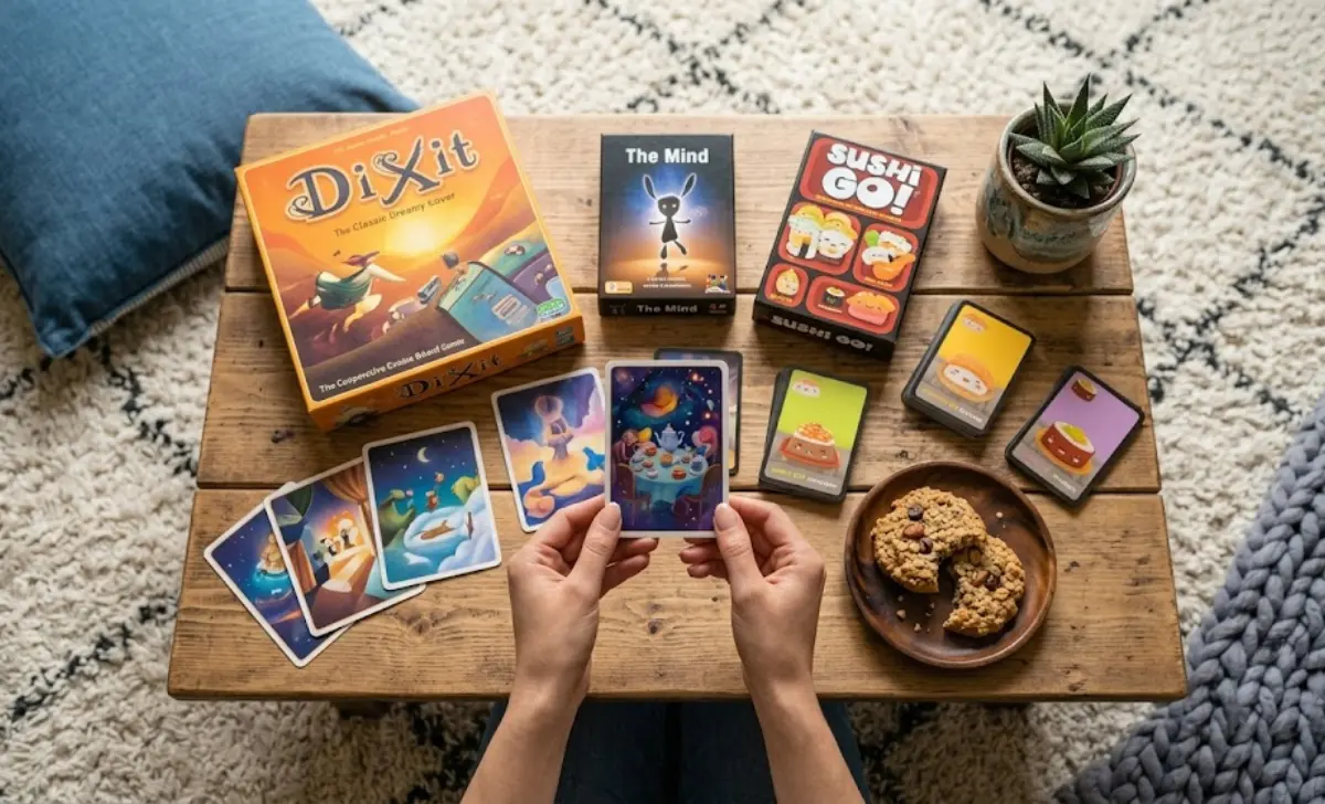 Selection of low-pressure board games perfect for an introvert friendly game night.