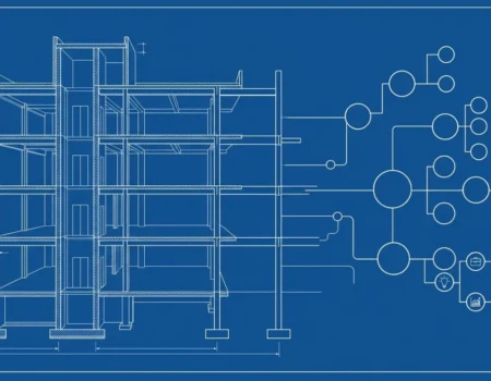 Blueprint-style illustration representing operational infrastructure for business scaling