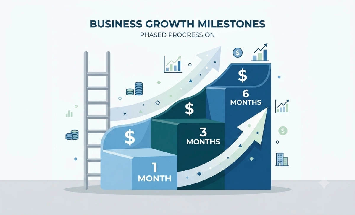 Savings ladder showing one, three, and six month rainy-day fund milestones