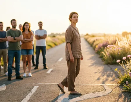 A person choosing authenticity over approval, visually representing the decision to stop seeking external validation