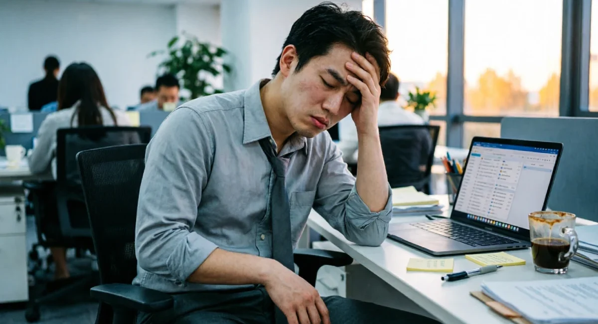 2026 workplace burnout statistics show exhausted employee at desk