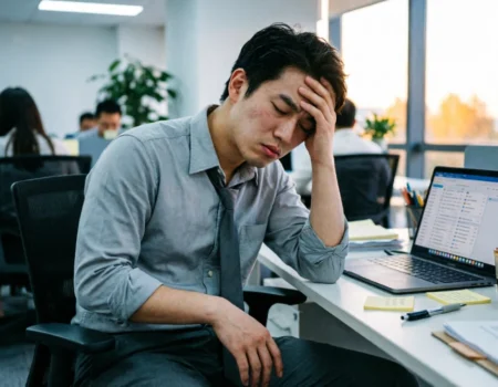 2026 workplace burnout statistics show exhausted employee at desk