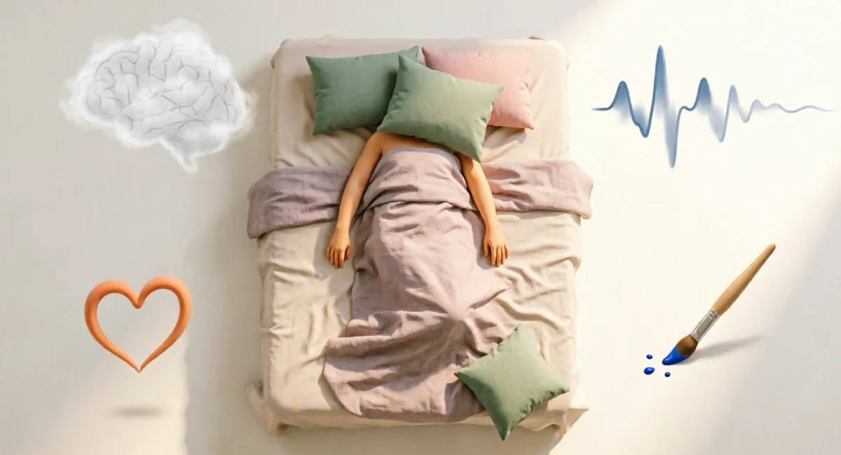 4 types of rest illustrated around a peacefully resting person