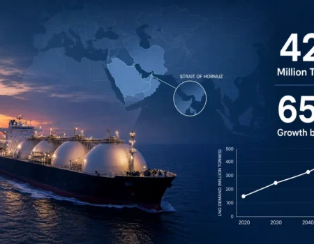 Shell LNG Outlook 2026 chart showing global LNG trade growth to 2050