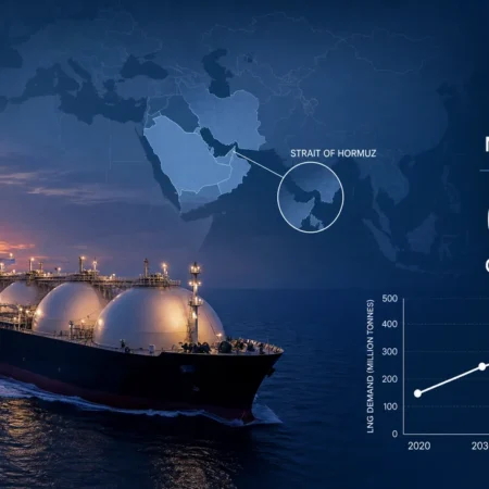 Shell LNG Outlook 2026 chart showing global LNG trade growth to 2050