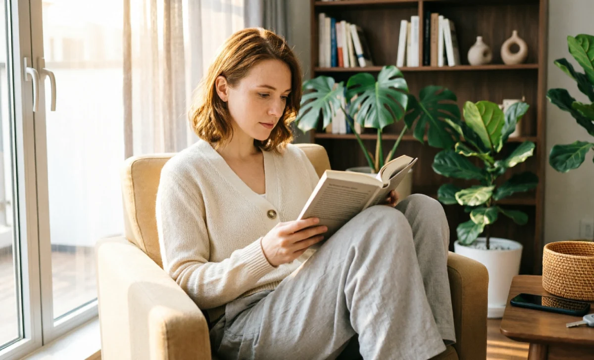 replacing mindless phone scrolling with a relaxing analog activity like reading
