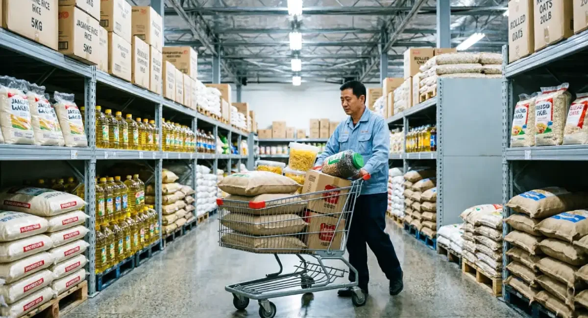 buying groceries in bulk food waste kitchen counter