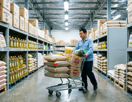 buying groceries in bulk food waste kitchen counter