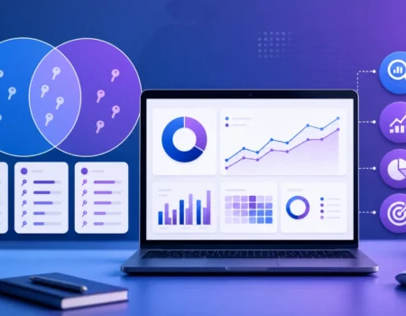 Competitor keyword gap analysis dashboard comparing website keyword rankings