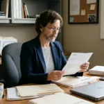 Business owner reviewing an IRS letter about an ERC claim disallowance
