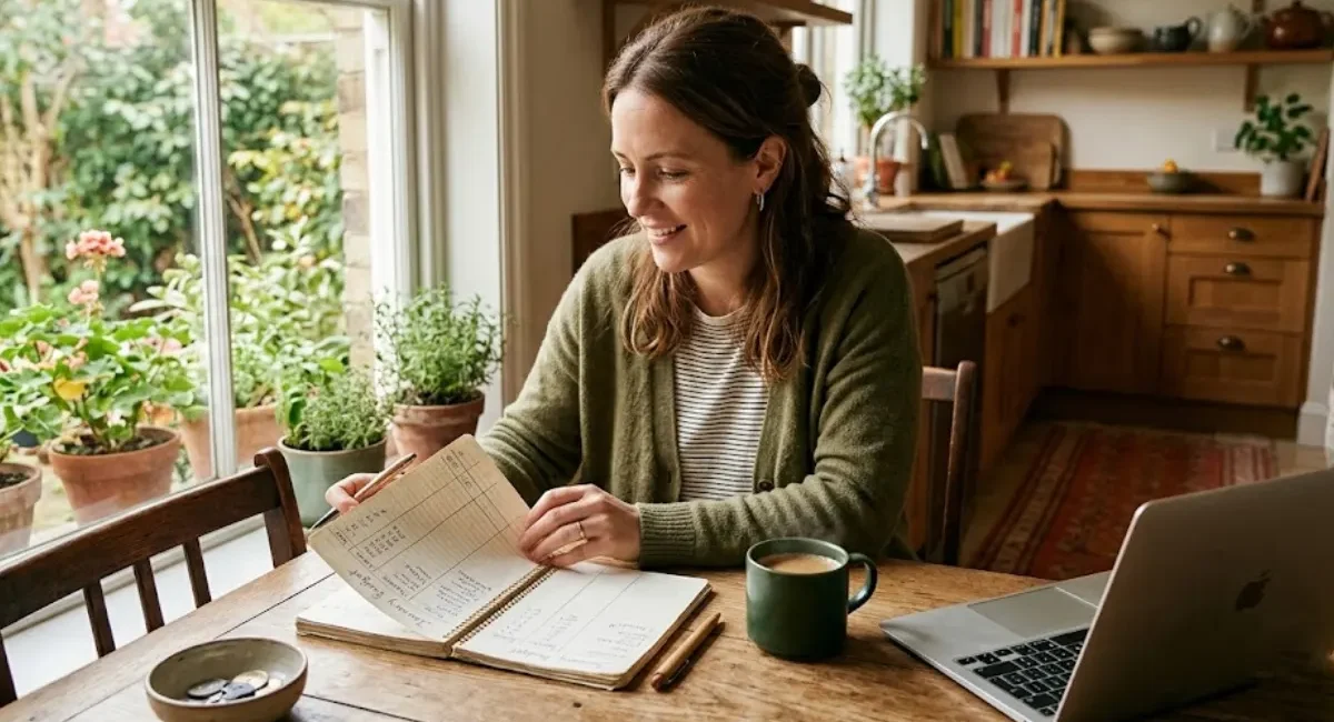 Financial wellness for everyone — person calmly reviewing budget at home
