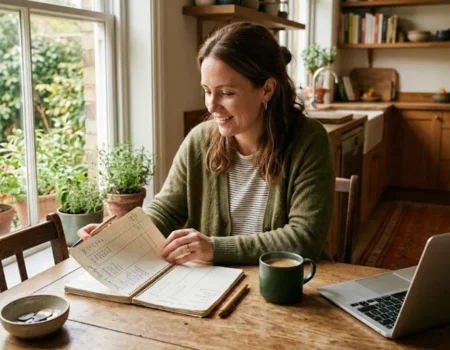 Financial wellness for everyone — person calmly reviewing budget at home