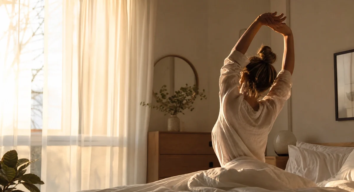 Person waking up peacefully in sunlight — tips to fix your body clock