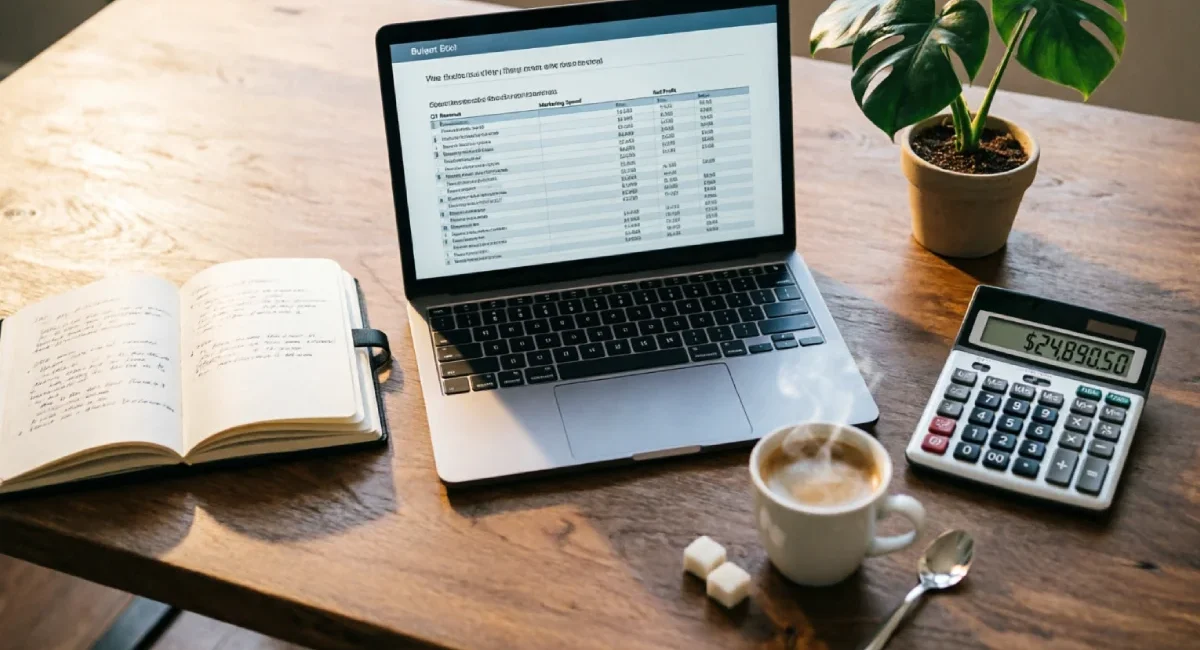 Flexible budget irregular income planning notebook and laptop
