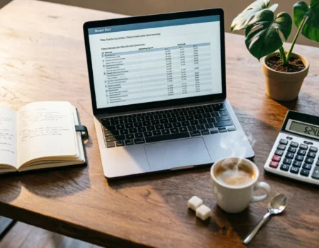 Flexible budget irregular income planning notebook and laptop