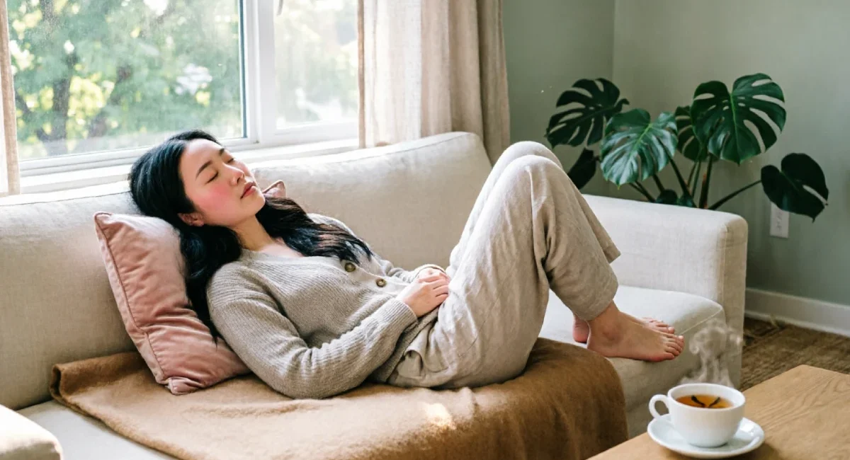 Person resting peacefully during a guilt-free do nothing day