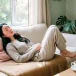 Person resting peacefully during a guilt-free do nothing day