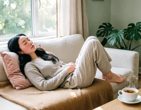 Person resting peacefully during a guilt-free do nothing day