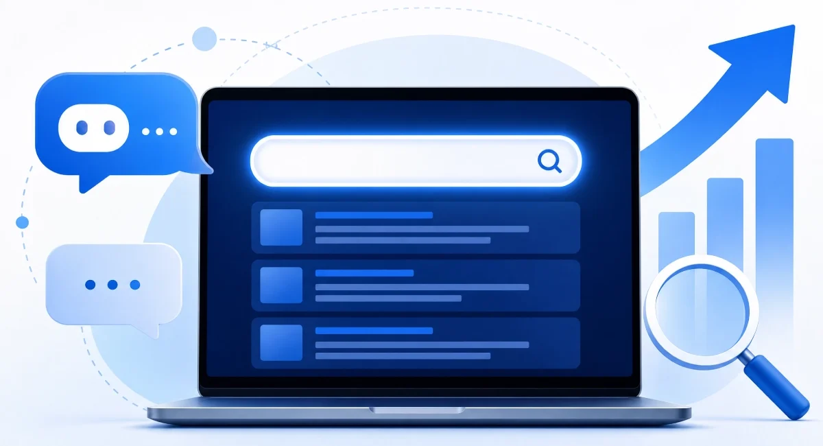 How does SEO work illustration showing search and AI results