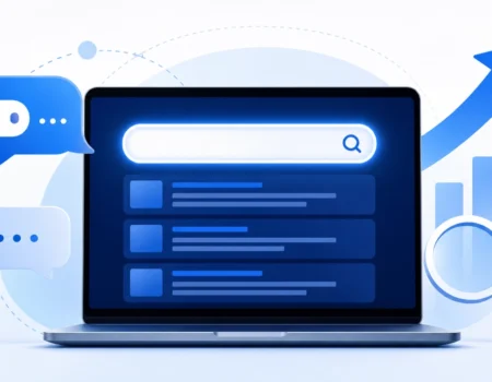 How does SEO work illustration showing search and AI results
