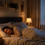 how to sleep naturally – peaceful bedroom scene at night