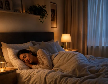 how to sleep naturally – peaceful bedroom scene at night