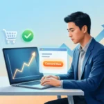 Improve website conversion rate dashboard illustration for marketers