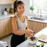 Woman preparing healthy breakfast to lose belly fat naturally