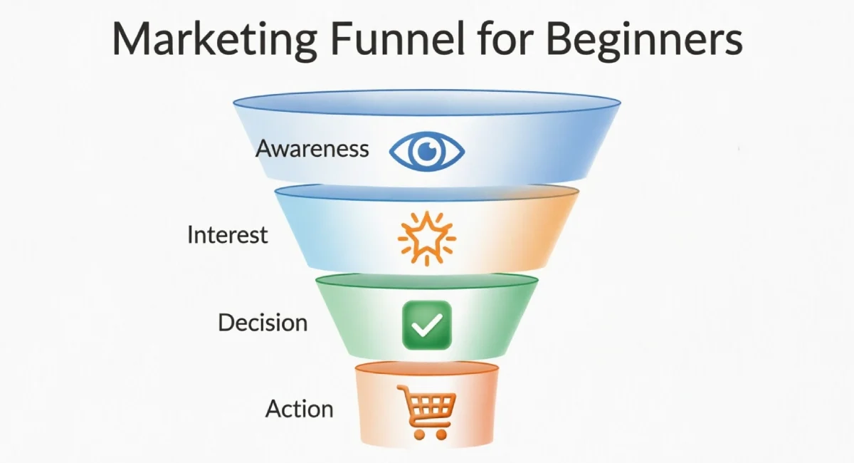 Marketing funnel for beginners illustrated as an unrolling toilet paper roll