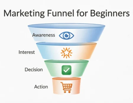 Marketing funnel for beginners illustrated as an unrolling toilet paper roll