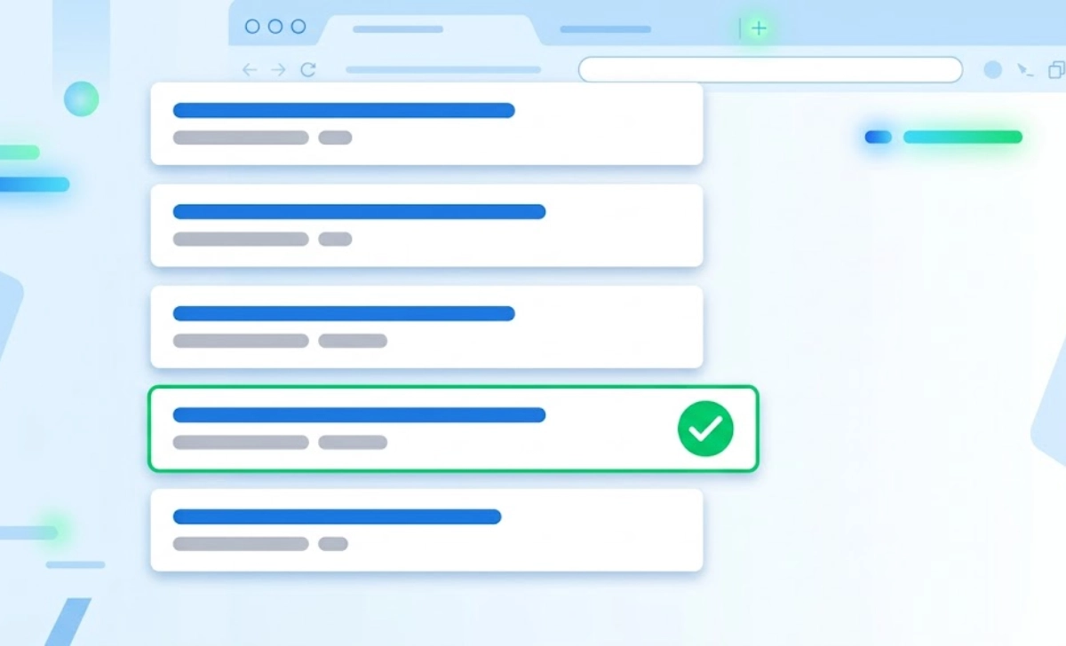Five meta description formula examples shown as Google search result cards