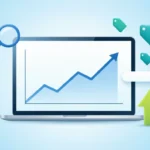 New website SEO strategy growth chart with search ranking icons