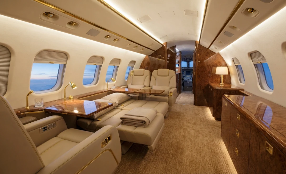 Inside the Qatari Air Force One luxury cabin with gold fixtures
