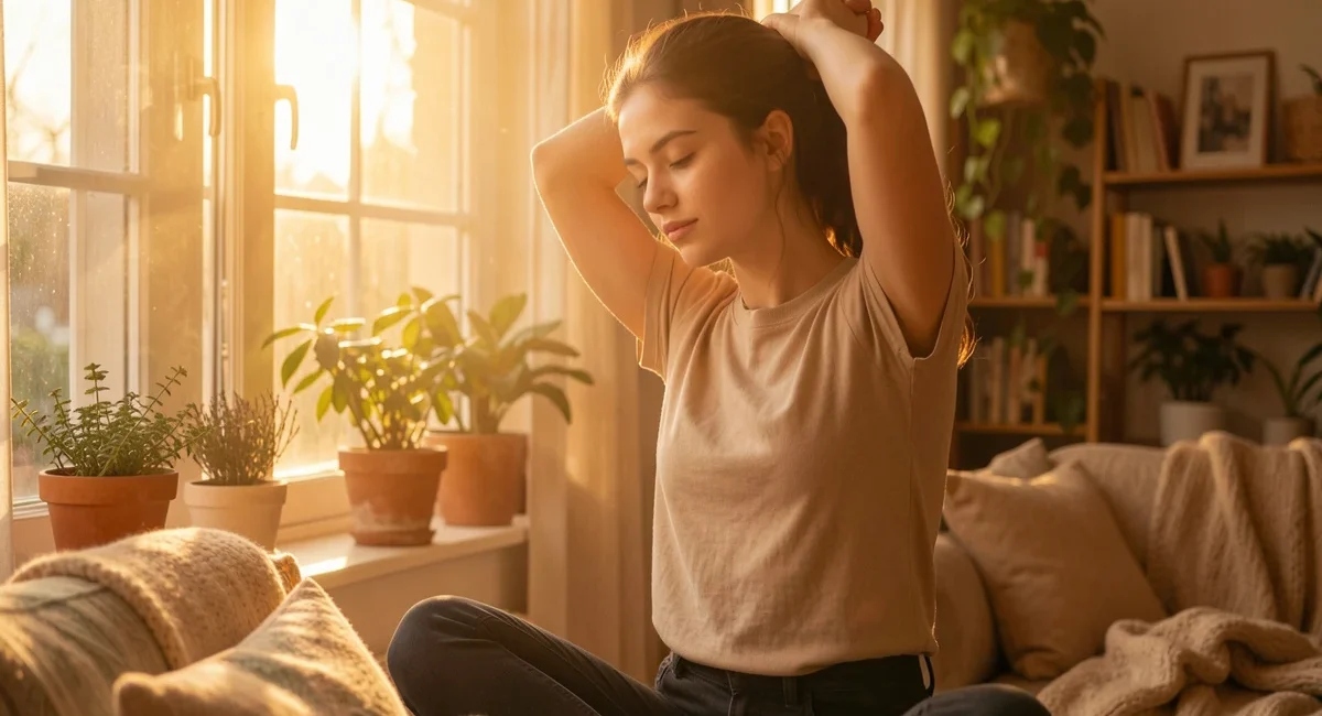Signs of vitamin D deficiency shown through tired woman in sunlight